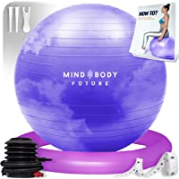 Mind Body Future Pelota Suiza o Gym Ball Bola para Pilates- Yoga- Fitness- Embarazo y Sentarse. Balón Robusto…